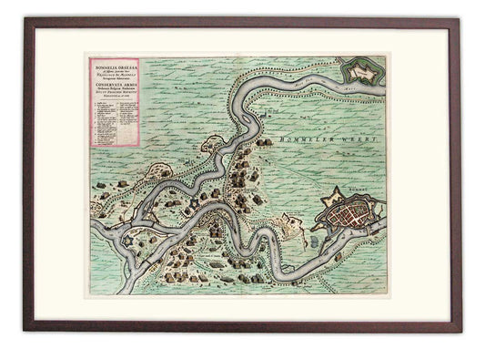 Oude kaart Belegering Zaltbommel 1599