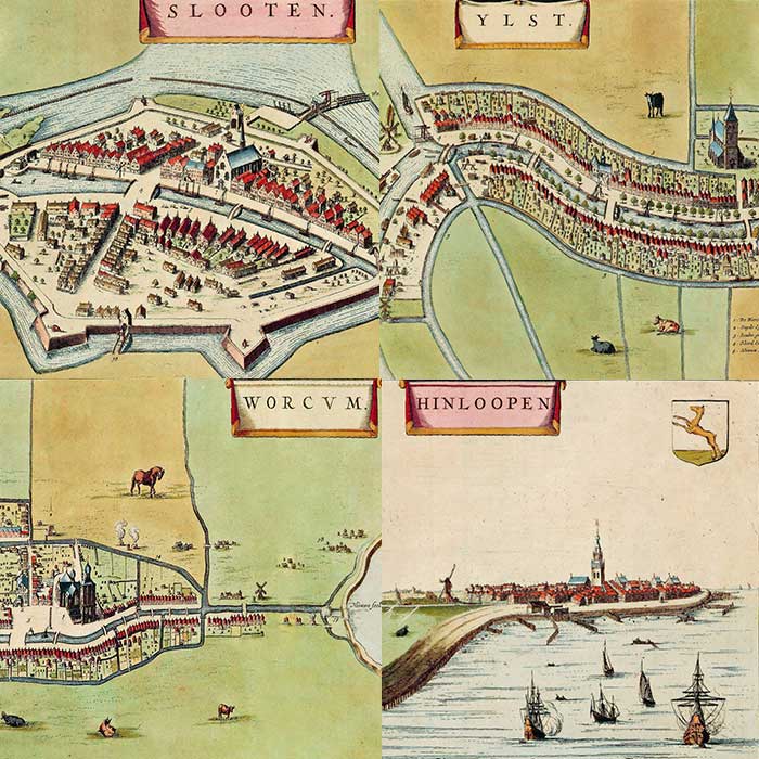 Sloten, Workum, IJlst en Hindelopen - oude kaart Atlas De Wit