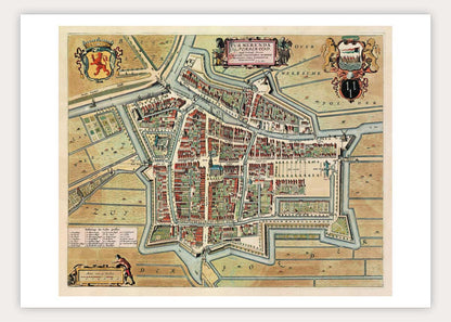 Oude kaart Purmerend - Frederik de Wit (ingekleurd)