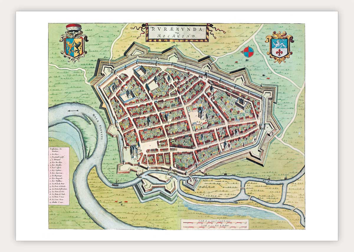 Oude kaart Roermond uit de Atlas De Wit