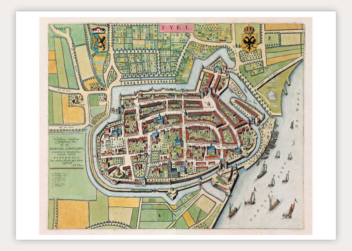 Oude kaart Tiel uit de Atlas De Wit