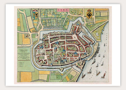 Oude kaart Tiel uit de Atlas De Wit