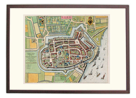 Oude kaart Tiel uit de Atlas De Wit