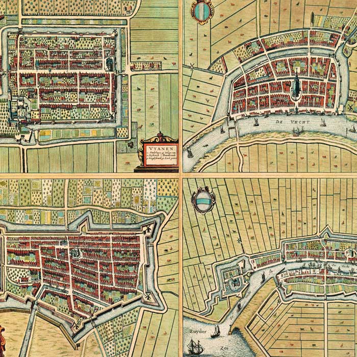 Weesp, Naarden, Muiden, Vianen - oude kaart De Wit