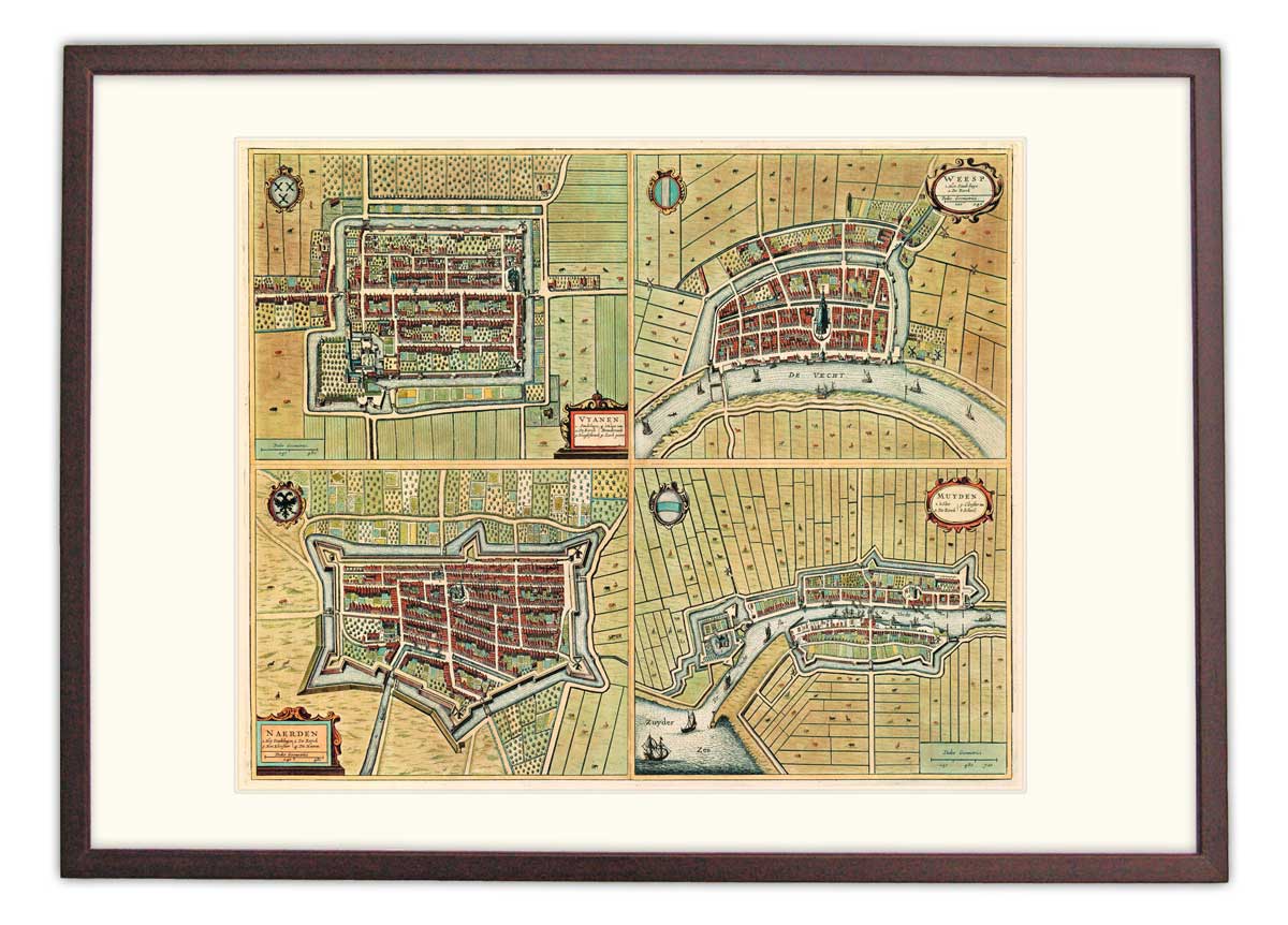 Weesp, Naarden, Muiden, Vianen - oude kaart De Wit
