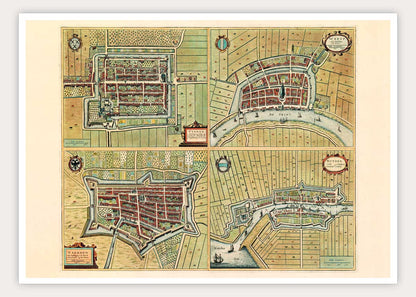 Weesp, Naarden, Muiden, Vianen - oude kaart De Wit